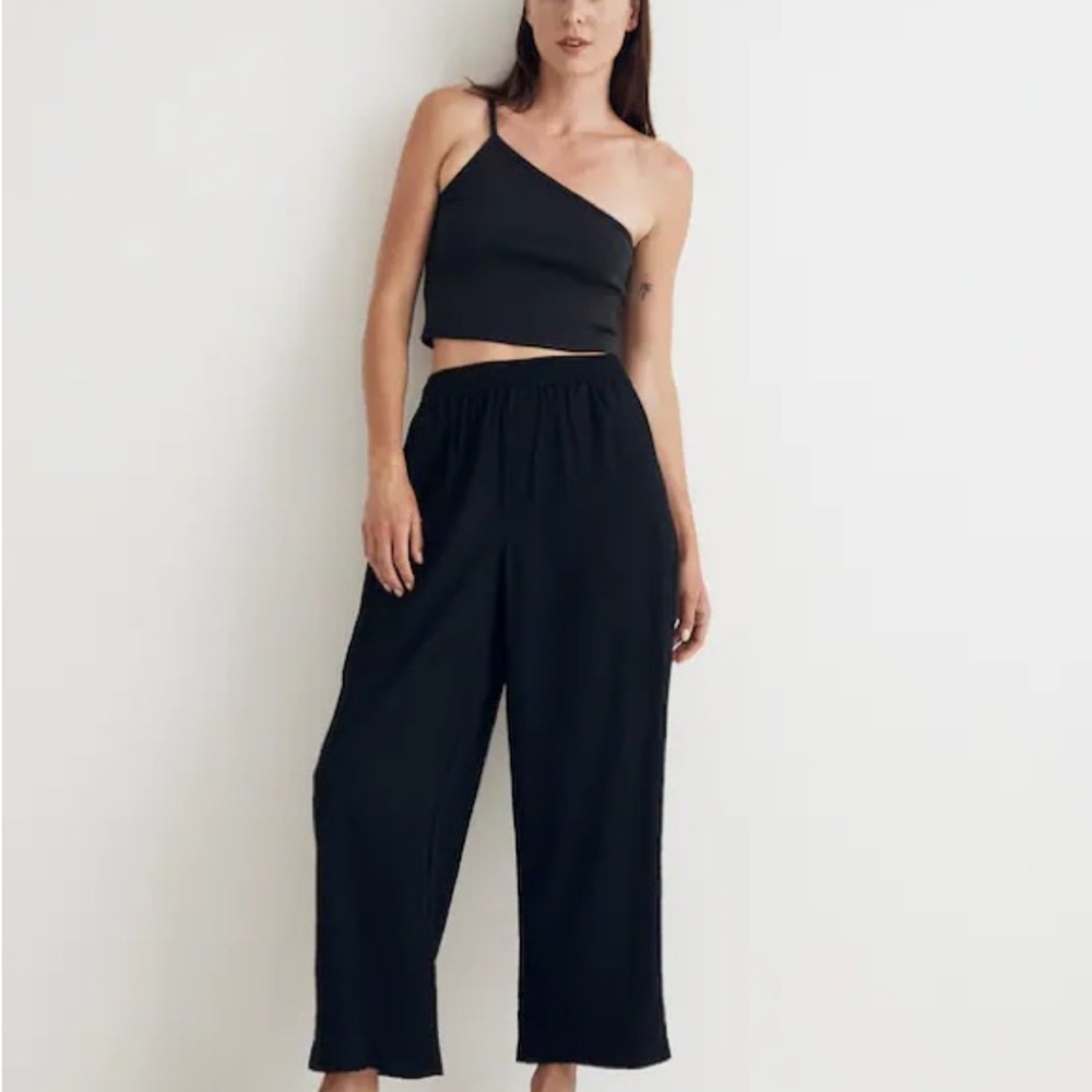 Madewell crinkle crepe pants sz small petite in black